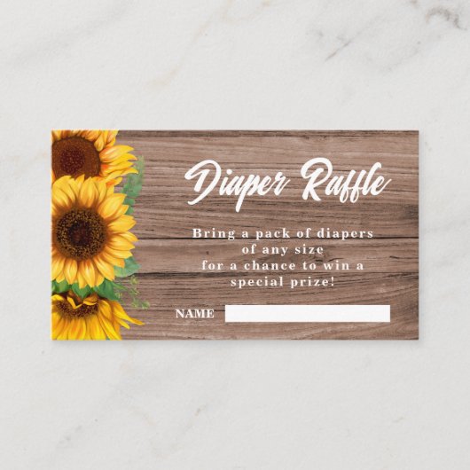 Fall Sunflower | Diaper Rafle| Baby Shower Begleitkarte (Vorderseite)