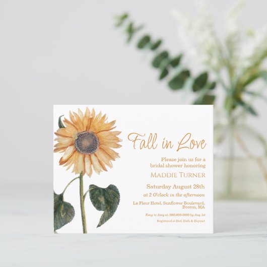 Fall Sunflower | Einladung zur Brautdusche (Stehend Vorderseite)