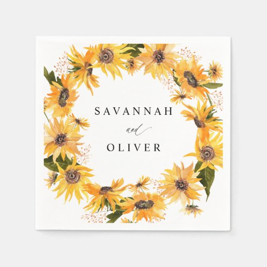 Fall Sunflower Name Napkins Serviette (Vorderseite)