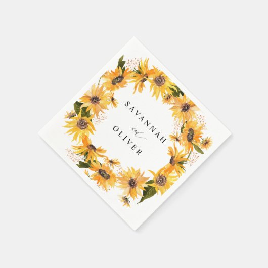 Fall Sunflower Name Napkins Serviette (Ecke)