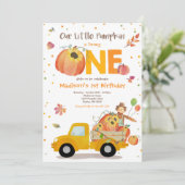 Fall Sunflower Pumpkin Birthday Pumpkin Patch Einladung (Stehend Vorderseite)