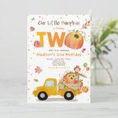 Fall Sunflower Pumpkin Birthday Pumpkin Patch Einladung (Stehend Vorderseite)