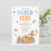 Fall Sunflower Pumpkin Geburtstagskürbis Einladung (Stehend Vorderseite)