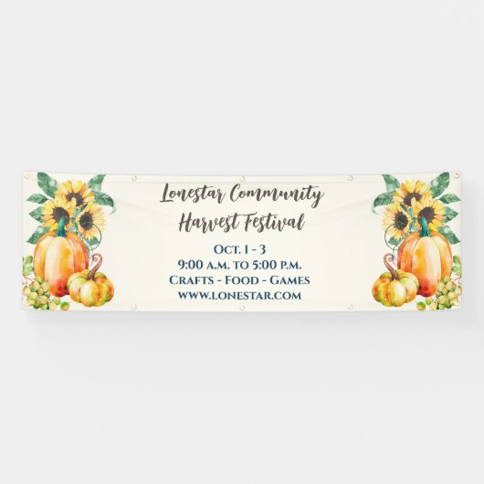 Fall Sunflower Pumpkin Harvest Banner (Horizontal)