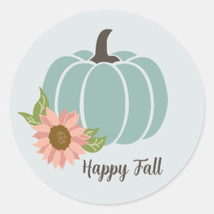 Fall Sunflower Pumpkin Saison Modern Runder Aufkleber