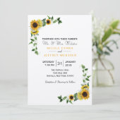 Fall Sunflower Rustic Barn Country Wedding Card Einladung (Stehend Vorderseite)