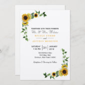 Fall Sunflower Rustic Barn Country Wedding Card Einladung (Vorne/Hinten)