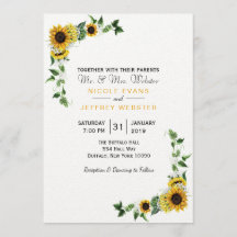 Fall Sunflower Rustic Barn Country Wedding Card