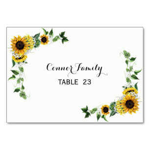 Fall Sunflower Rustic Barn Wedding Table Card Tischnummer