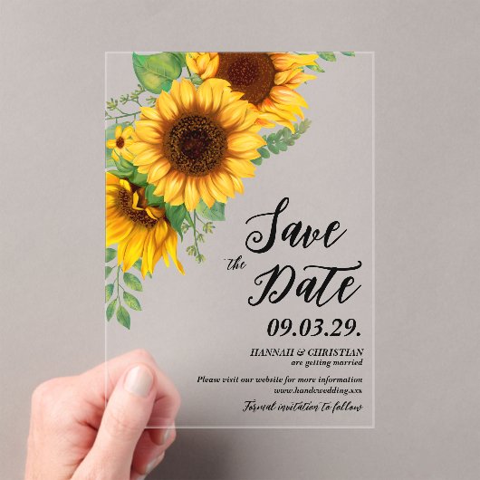 Fall Sunflower Save the Date Acryleinladungen (Insitu (Handheld))