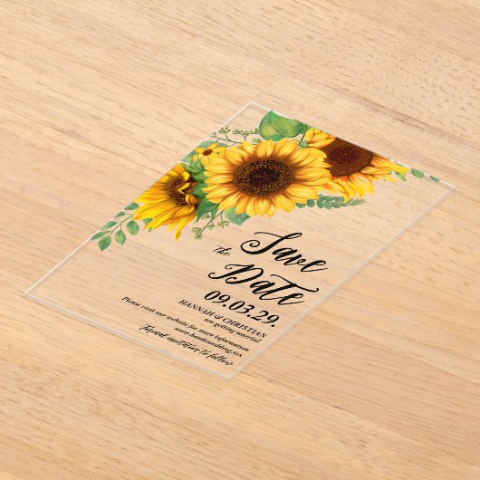 Fall Sunflower Save the Date Acryleinladungen (Ablage )