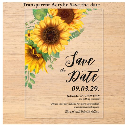 Fall Sunflower Save the Date Acryleinladungen