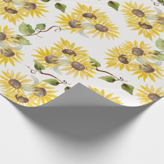 Fall Sunflower Watercolor Wrapping Paper Geschenkpapier (Ecke)