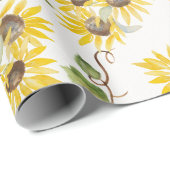 Fall Sunflower Watercolor Wrapping Paper Geschenkpapier (Rolleneckpunkt)