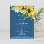 Fall Sunflower Wedding Invitation Einladung (Stehend Vorderseite)