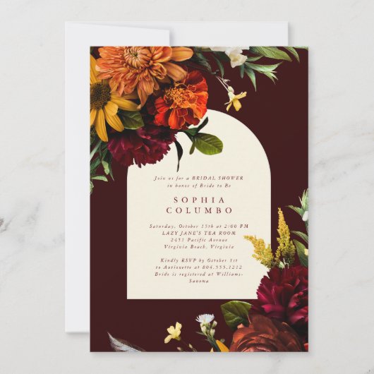 Fall Sunset Dark Moody Romantic Bridal Shower Einladung (Vorderseite)