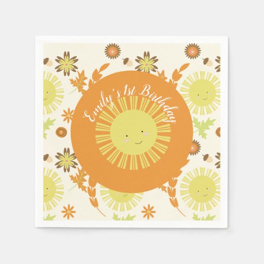 Fall Sunshine Herbst Geburtstagsparty Serviette (Vorderseite)