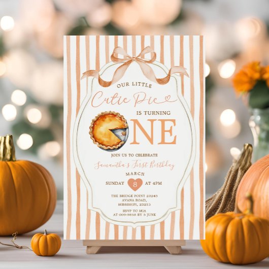 Fall Süsse Pie Bow Ribbon Gingham Birthday Einladung