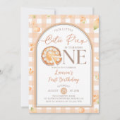 Fall Süsse Pie Pumpkin Gingham 1. Geburtstag Einladung (Vorderseite)