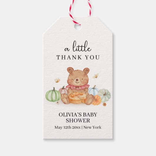 Fall Süsse Pumpkin Pie Teddy Bear Baby Dusche Geschenkanhänger (Vorderseite)