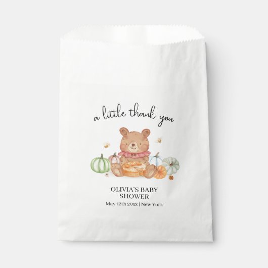 Fall Süsse Pumpkin Pie Teddy Bear Baby Dusche Geschenktütchen (Vorderseite)