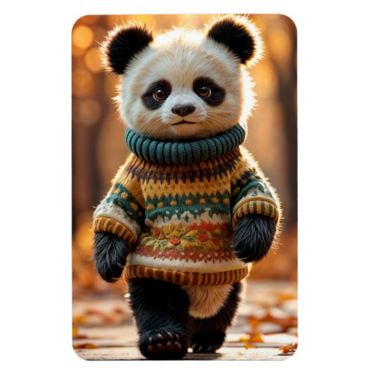Fall Sweater Panda Magnet (Vertikal)