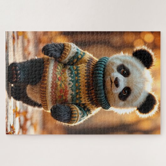 Fall Sweater Panda Puzzle (Horizontal)