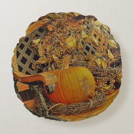 Fall Szene - Pumpkin und Bittersweet Vine auf der  Rundes Kissen