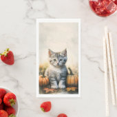 Fall Tabby Kitten Long Paper Napkin Serviette (Beispiel)