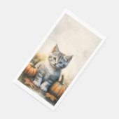 Fall Tabby Kitten Long Paper Napkin Serviette (Ecke)