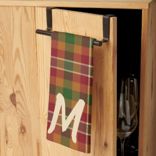 Fall-Tartan-kariert-Monogramm Geschirrtuch