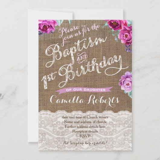 Fall Taufe 1. Geburtstag Party Feier Karten (Vorderseite)