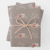 Fall Taupe und rosa Blumenpapier Geschenkpapier Set (Beispiel)