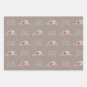 Fall Taupe und rosa Blumenpapier Geschenkpapier Set (Vorderseite)