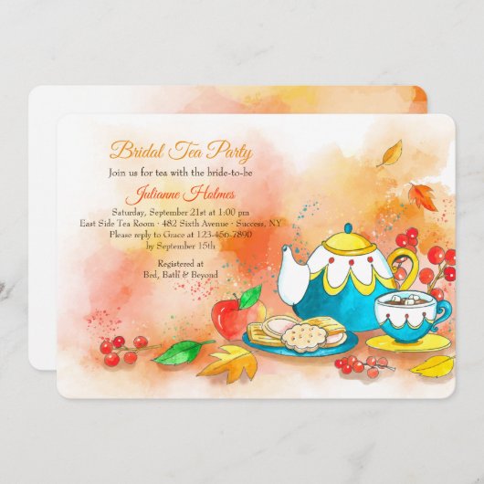 Fall Tea Einladung (Vorne/Hinten)