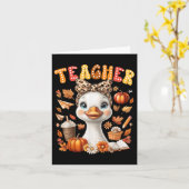 Fall Teacher Goose Leopard Bow Coquette Herbstpfei Karte (Gelbe Blume)