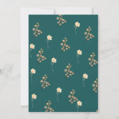 Fall Teal Watercolor Terracotta Floral wedding Einladung (Rückseite)