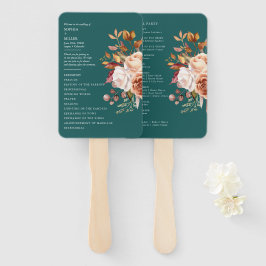 Fall Teal Watercolor Terracotta Floral wedding Fächer