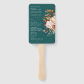 Fall Teal Watercolor Terracotta Floral wedding Fächer (Rückseite)