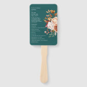 Fall Teal Watercolor Terracotta Floral wedding Fächer (Vorderseite)