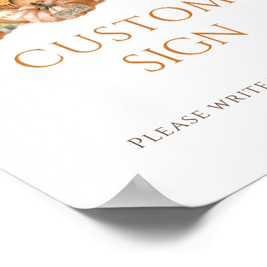 Fall Teddy Bär mit Pumpkin Baby Dusche Custom Poster (Ecke)