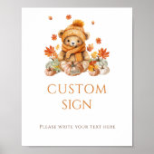 Fall Teddy Bär mit Pumpkin Baby Dusche Custom Poster (Vorne)