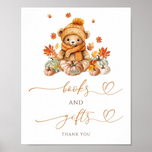 Fall Teddy Bär und Pumpkins Bücher und Geschenke Poster (Vorne)