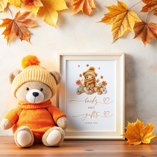 Fall Teddy Bär und Pumpkins Bücher und Geschenke Poster
