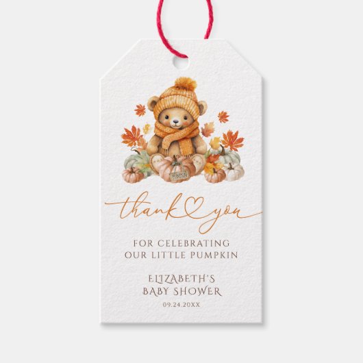Fall Teddy Bar Vielen Dank Geschenkanhänger (Vorderseite)