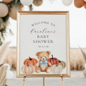 Fall Teddy Bear Baby Boy Dusche Begrüßungszeichen Poster
