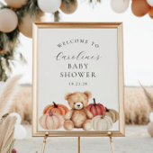 Fall Teddy Bear Baby Dusche Begrüßungszeichen Poster