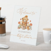 Fall Teddy Bear Baby Dusche Willkommen Sockelschild (In SItu)
