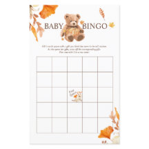 Fall Teddy Bear BINGO Babydusche Flyer