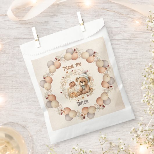 Fall Teddy Bear Birthday Favor Bags Geschenktütchen (Ausgeschnitten)